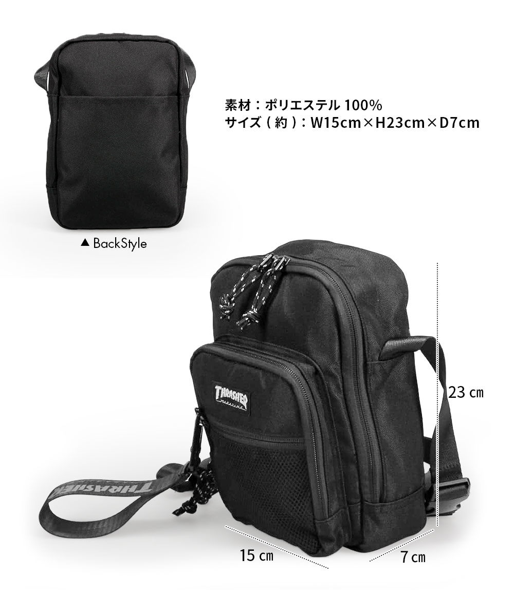 スラッシャー ミニ ショルダーバッグ メンズ ロゴ プリント 小さめ 斜めがけ バッグ 鞄 黒 小さいサイズ サコッシュ THRASHER r1927 爆買 | THRASHER | 06