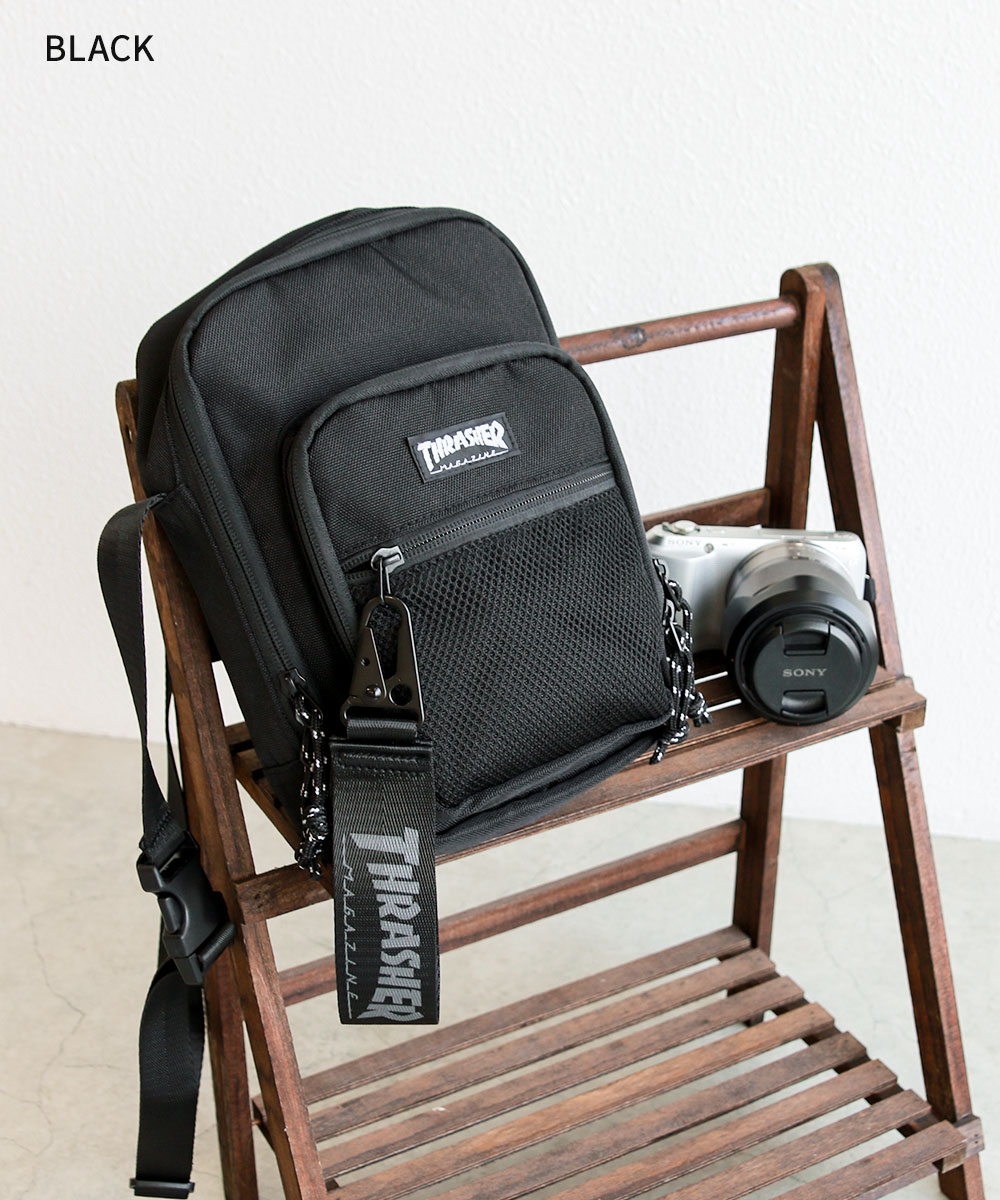 スラッシャー ミニ ショルダーバッグ メンズ ロゴ プリント 小さめ 斜めがけ バッグ 鞄 黒 小さいサイズ サコッシュ THRASHER r1927 爆買 | THRASHER | 07