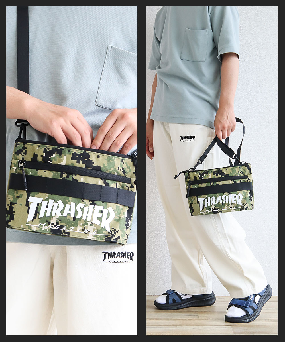 スラッシャー サコッシュ メンズ レディース ショルダーバッグ ブランド ロゴ 鞄 黒 ブラック 迷彩 カモフラージュ THRASHER R2187 爆買 | THRASHER | 06