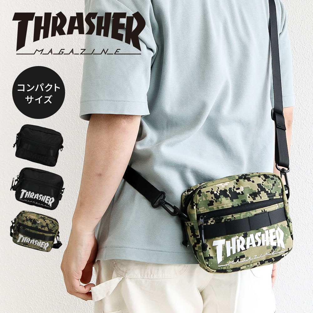 スラッシャー ショルダーバッグ メンズ レディース ミニショルダー 小さめ アウトドア 鞄 黒 ブラック カモフラージュ THRASHER R2188 爆買 | THRASHER