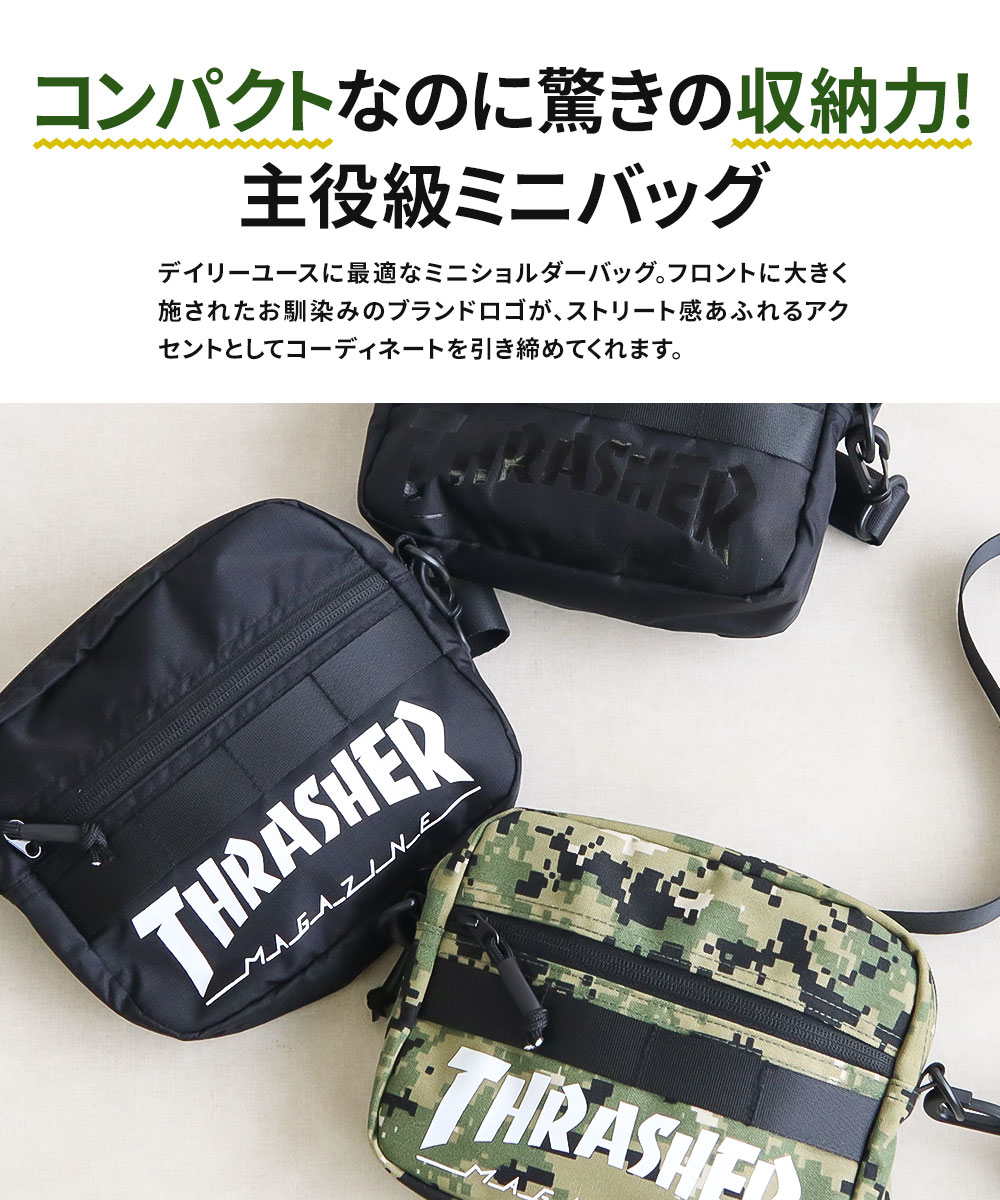 スラッシャー ショルダーバッグ メンズ レディース ミニショルダー 小さめ アウトドア 鞄 黒 ブラック カモフラージュ THRASHER R2188 爆買 | THRASHER | 05