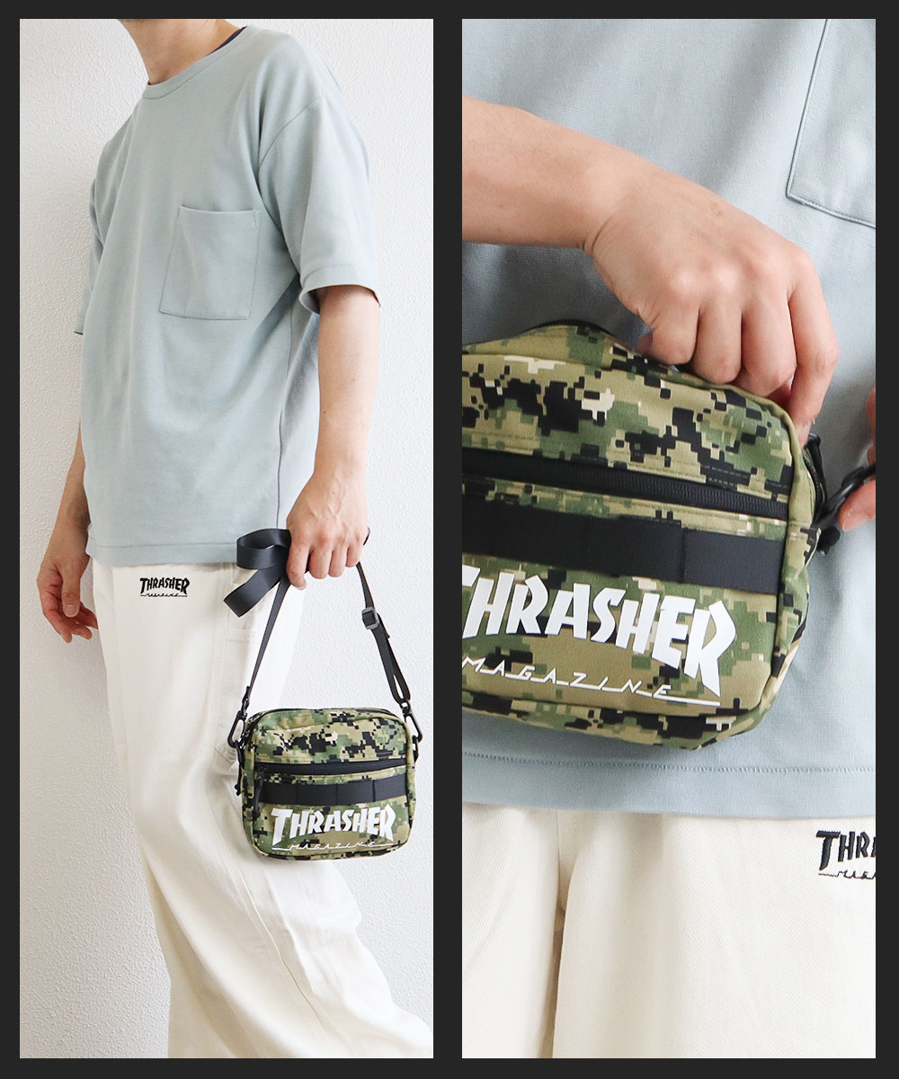 スラッシャー ショルダーバッグ メンズ レディース ミニショルダー 小さめ アウトドア 鞄 黒 ブラック カモフラージュ THRASHER R2188 爆買 | THRASHER | 06