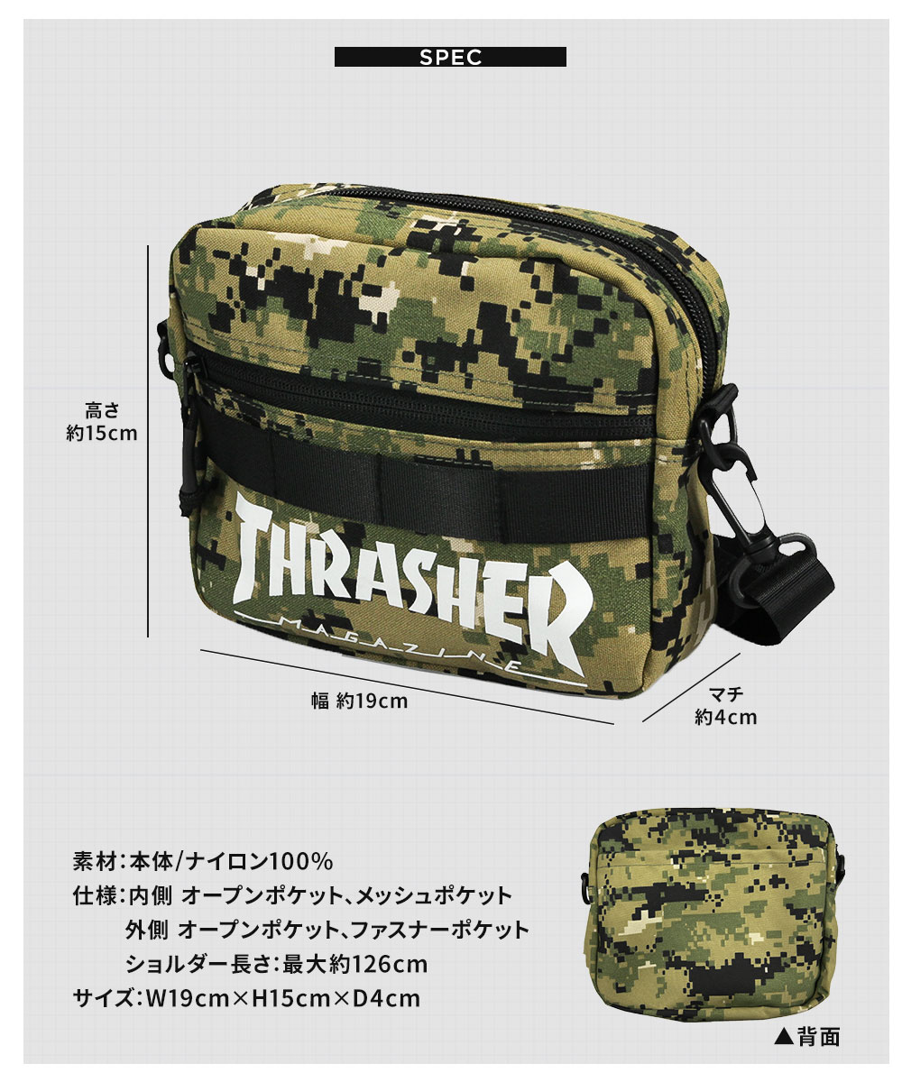 スラッシャー ショルダーバッグ メンズ レディース ミニショルダー 小さめ アウトドア 鞄 黒 ブラック カモフラージュ THRASHER R2188 爆買 | THRASHER | 11
