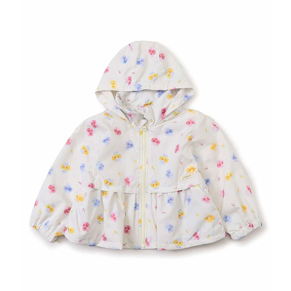 SERAPH セラフ ウィンドブレーカー キッズ 女の子 撥水加工 フード収納 ペプラム アウター ジャンパー 羽織 花柄 リボン柄 S105016 | F.O.KIDS | 01