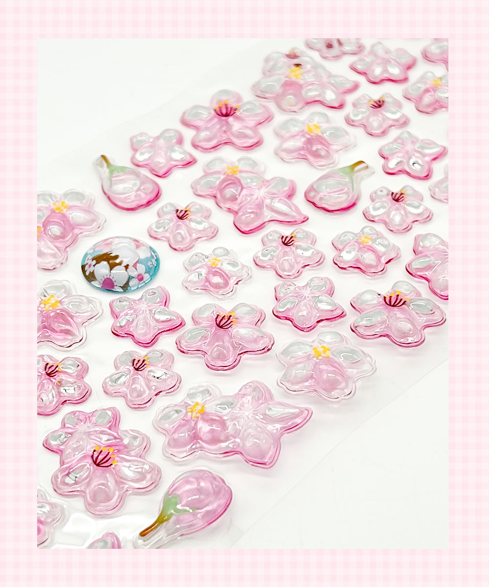 ぷっくりシール クリスタル さくら 富士山 つやつや キラキラ 立体 3D セット デコ 桜 サクラ かわいい 手帳 スマホ 鏡 | ブランド登録なし | 03