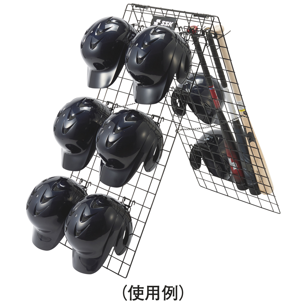 SSK 野球 選手装備管理用ネット ヘルメット 最大12個 バット 最大12本 移動式 簡易 組み立て 持ち運び フック12本 収納袋付 エスエスケイ ネットスタンド sgr18_3