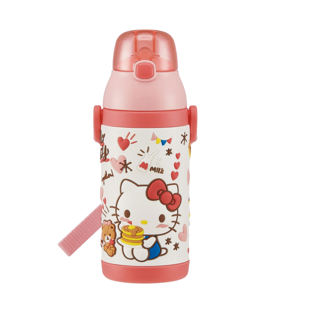 水筒 キッズ 380ml 保冷 ストロー ワンタッチ ステンレスボトル ベルト付き 子供 男の子 女の子 保育園 幼稚園 キャラクター  SSPV4 | スケーター | 02