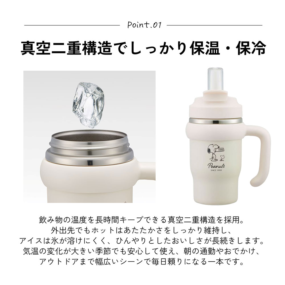 タンブラー 570ml 保温 保冷 真空二重構造 直飲み ストロー ハンドル付 持ち手 2WAY ステンレス ボトル 水筒 大人 子供 STSTB6 爆買 | スケーター | 04