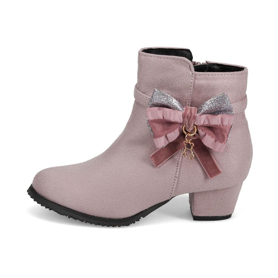 キッズ ブーツ 女の子 ヒール 黒 ジュニア ブーティ おしゃれ リボン