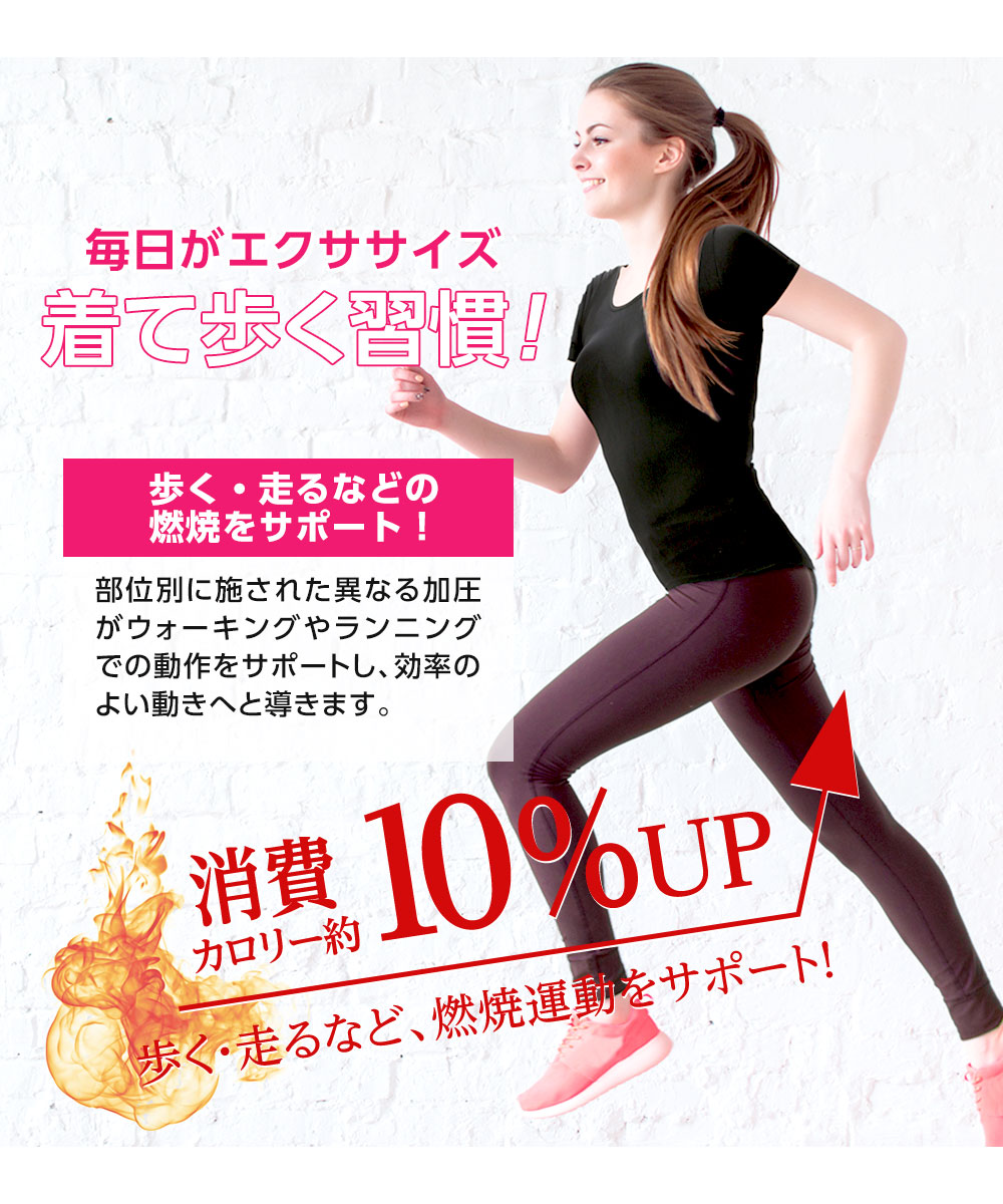 ボディ シェイプ インナー レディース ウォーキングパワーシャツ 消費カロリー約10％上昇 着圧 加圧 引き締め 燃焼 ダイエット 補正下着 106 爆買 | ニーズ | 02