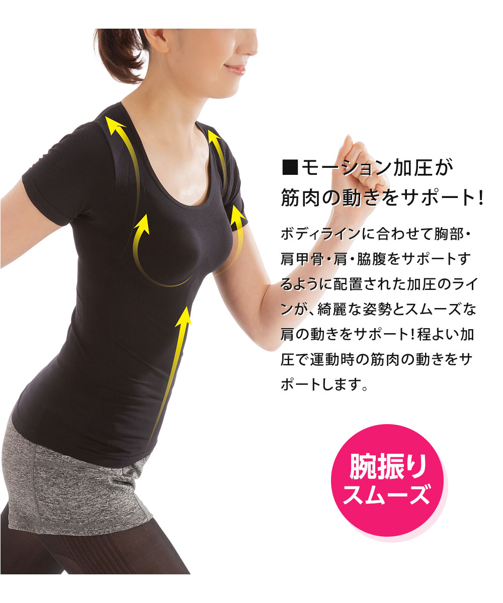 ボディ シェイプ インナー レディース ウォーキングパワーシャツ 消費カロリー約10％上昇 着圧 加圧 引き締め 燃焼 ダイエット 補正下着 106 爆買 | ニーズ | 03
