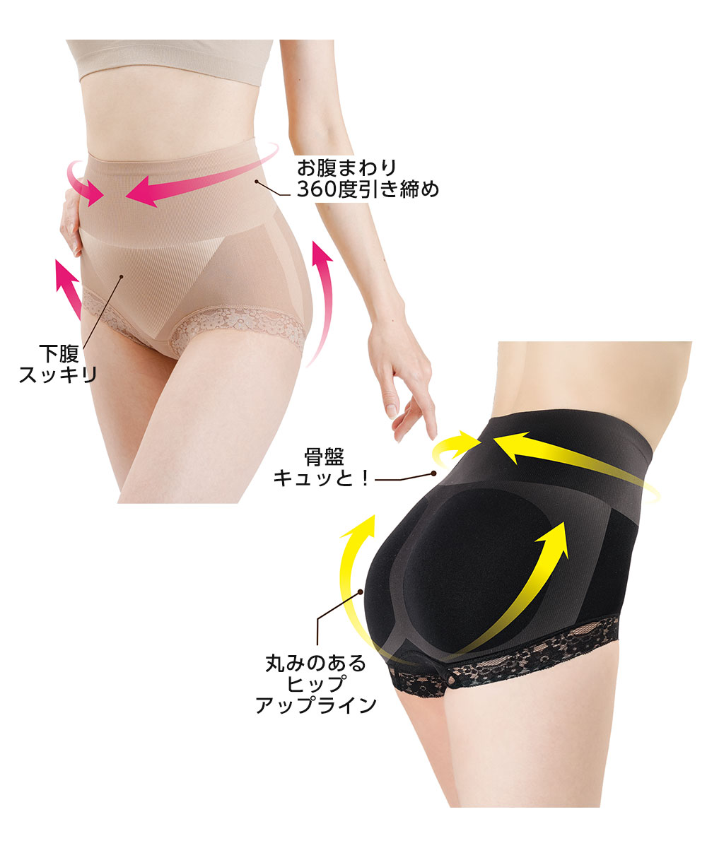 レディース　ショーツ 深ばき ハイウエスト 体型カバー 美メイク ショーツ ハイウエスト ブラック ベージュ ピンク M L LL 112 爆買 | ニーズ | 05