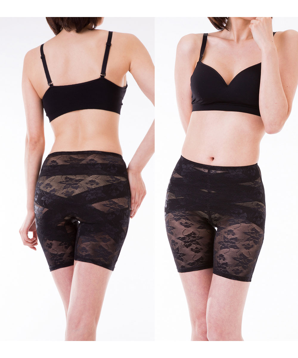 補正下着 ぽっこりお腹 ガードル スパッツ ボディメイク 骨盤 下腹 姿勢 着圧 ドレスアップ骨盤フィットスパッツ 黒 ブラック ベージュ 126 爆買 | ニーズ | 06