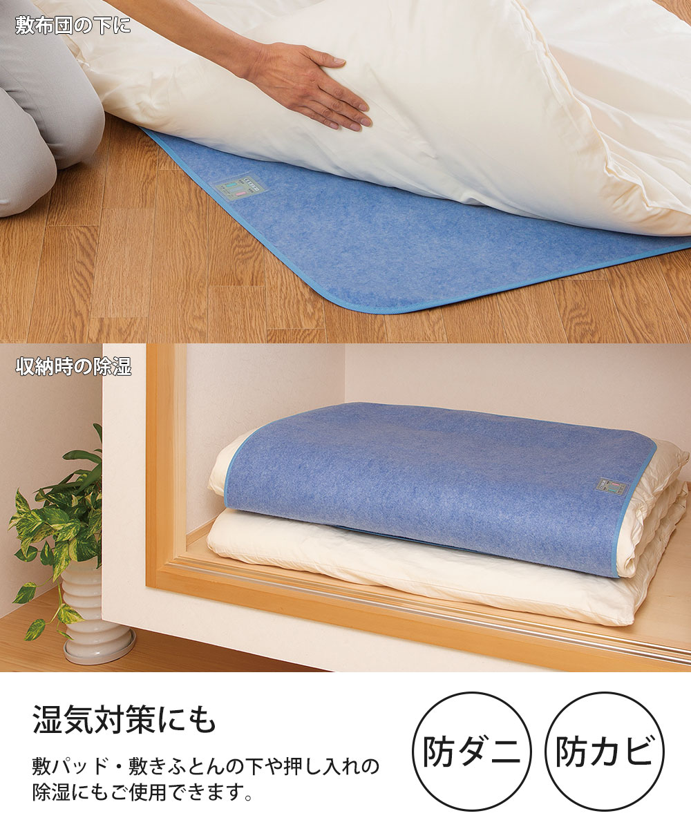 シングル 布団 抗菌 防臭 防ダニ 防カビ 丸洗い 夏 ニオイ 寝汗 吸収 湿気 押し入れ 収納 青 ブルー アイボリー 洗えるふとん除湿シート 217 | ニーズ | 05