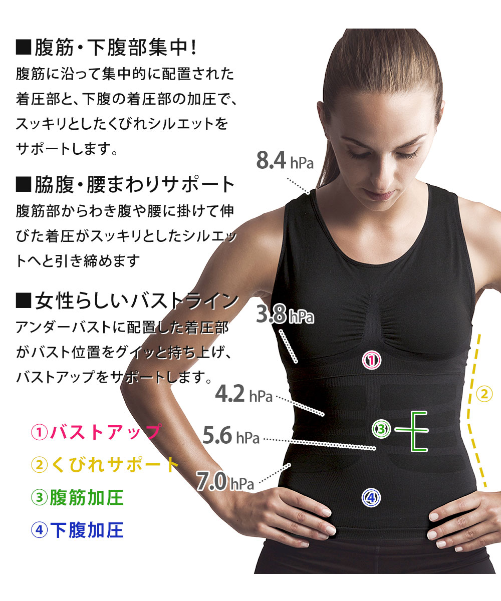 ボディ シェイプ インナー レディース シックスパックシェイプインナー 加圧 タンクトップ シャツ 着圧 ダイエット 下着 97 爆買 | ニーズ | 03