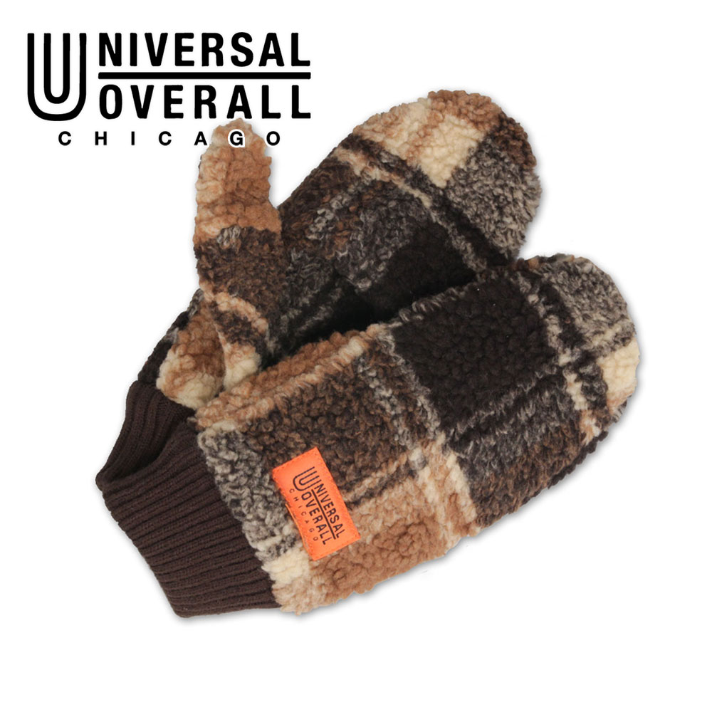 ユニバーサルオーバーオール 手袋 レディース ボア ミトン スマホ対応 冬 防寒 アウトドア 黒 白 チェック柄 t1110 UNIVERSALOVERALL | UNIVERSAL OVERALL | 03