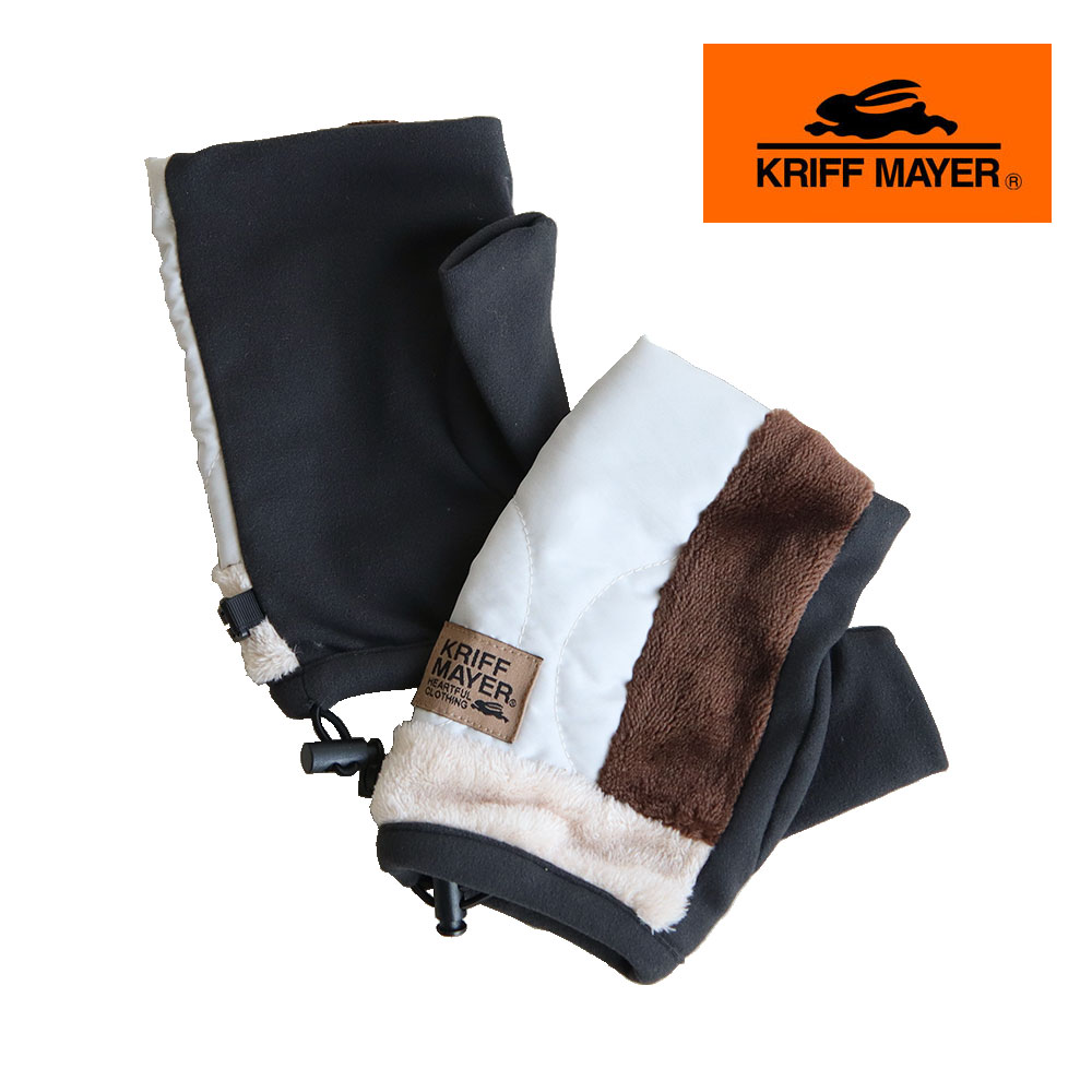 クリフメイヤー ハンドウォーマー 手袋 指なし 冬 裏起毛 フリース ボア 暖かい 作業 黒 ブラック アイボリー KRIFF MAYER t1545 | KRIFF MAYER | 01