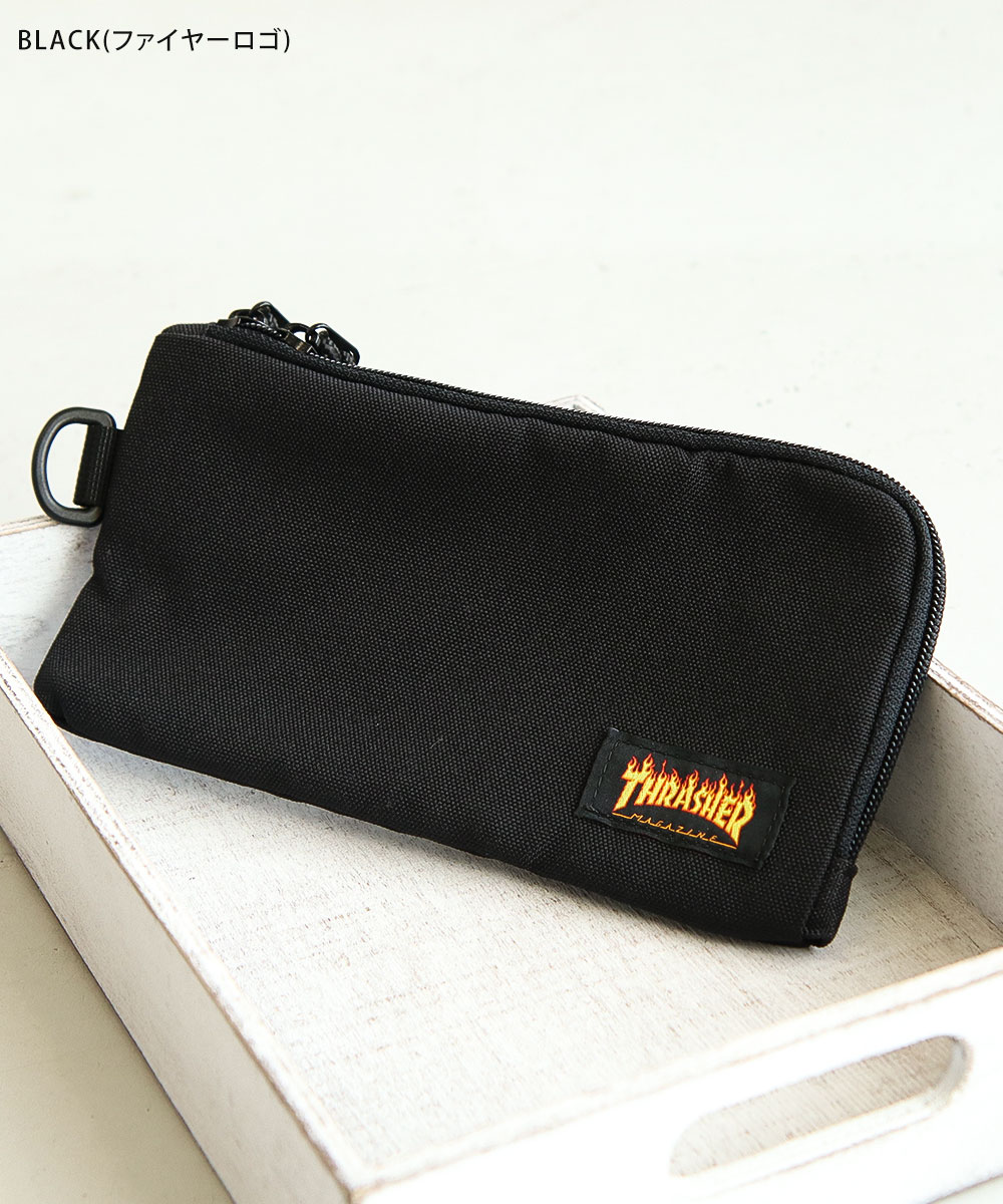 スラッシャー 財布 ロングウォレット ファスナー メンズ レディース 軽い アメカジ カジュアル おしゃれ プレゼント 黒 ヒョウ柄 THRASHER