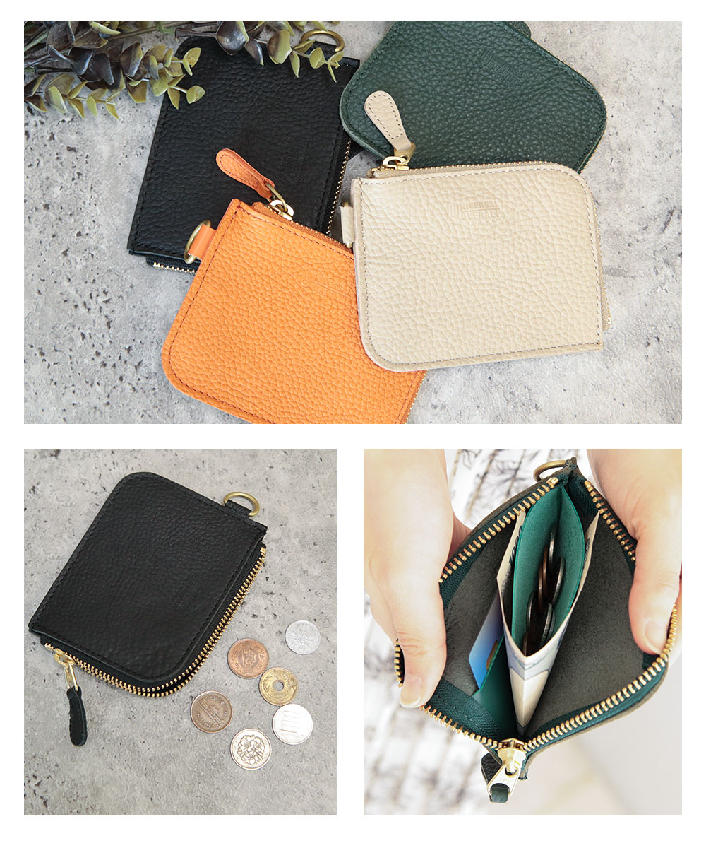 ユニバーサルオーバーオール 財布 シボレザー L型ジップ 薄型 ミニウォレット 日本製 牛革 本革 カード コインケース 小銭入れ uv131ar 爆買