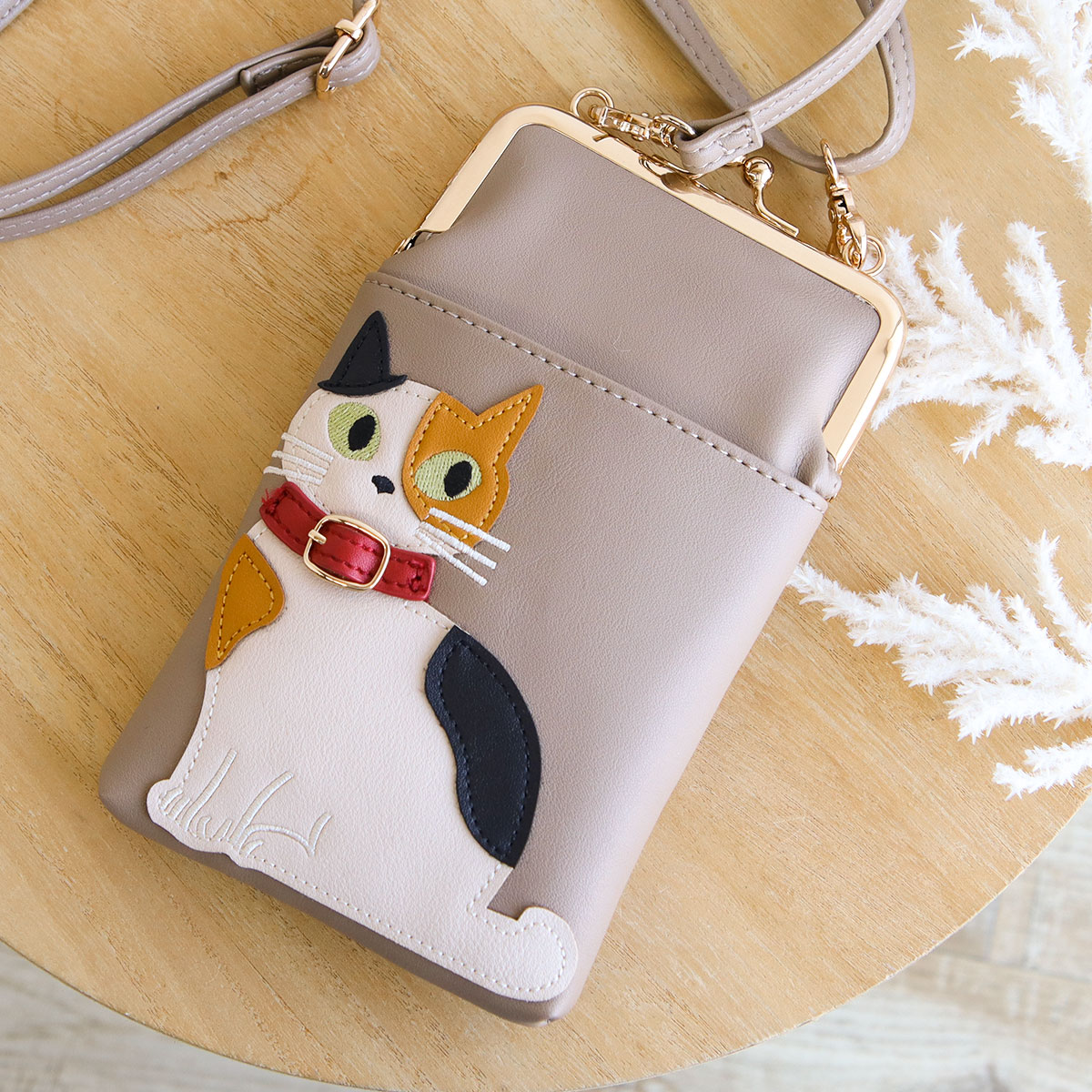 スマホショルダーバッグ レディース 斜めがけ 大人 小さめ 猫柄 2way