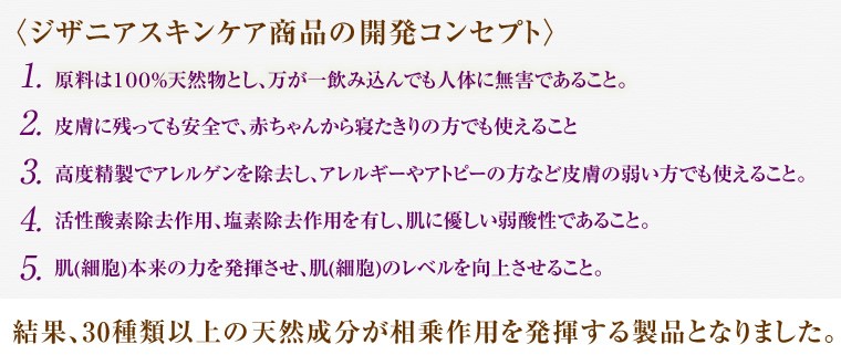 〈ジザニアスキンケア商品の開発コンセプト〉