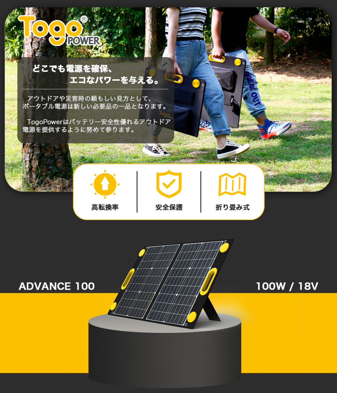 ソーラーパネル 100W 18V 5.5A 23.5% 高効率 ソーラー