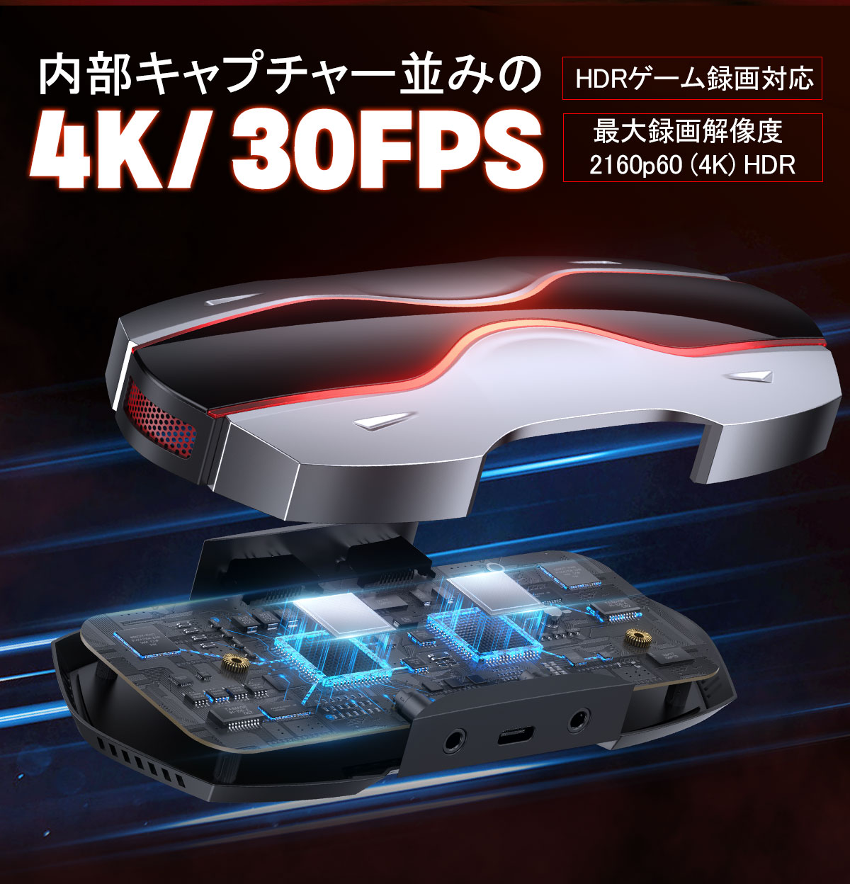 キャプチャーボード 2024年新版 4k 60FPS HDR パススルー 放熱