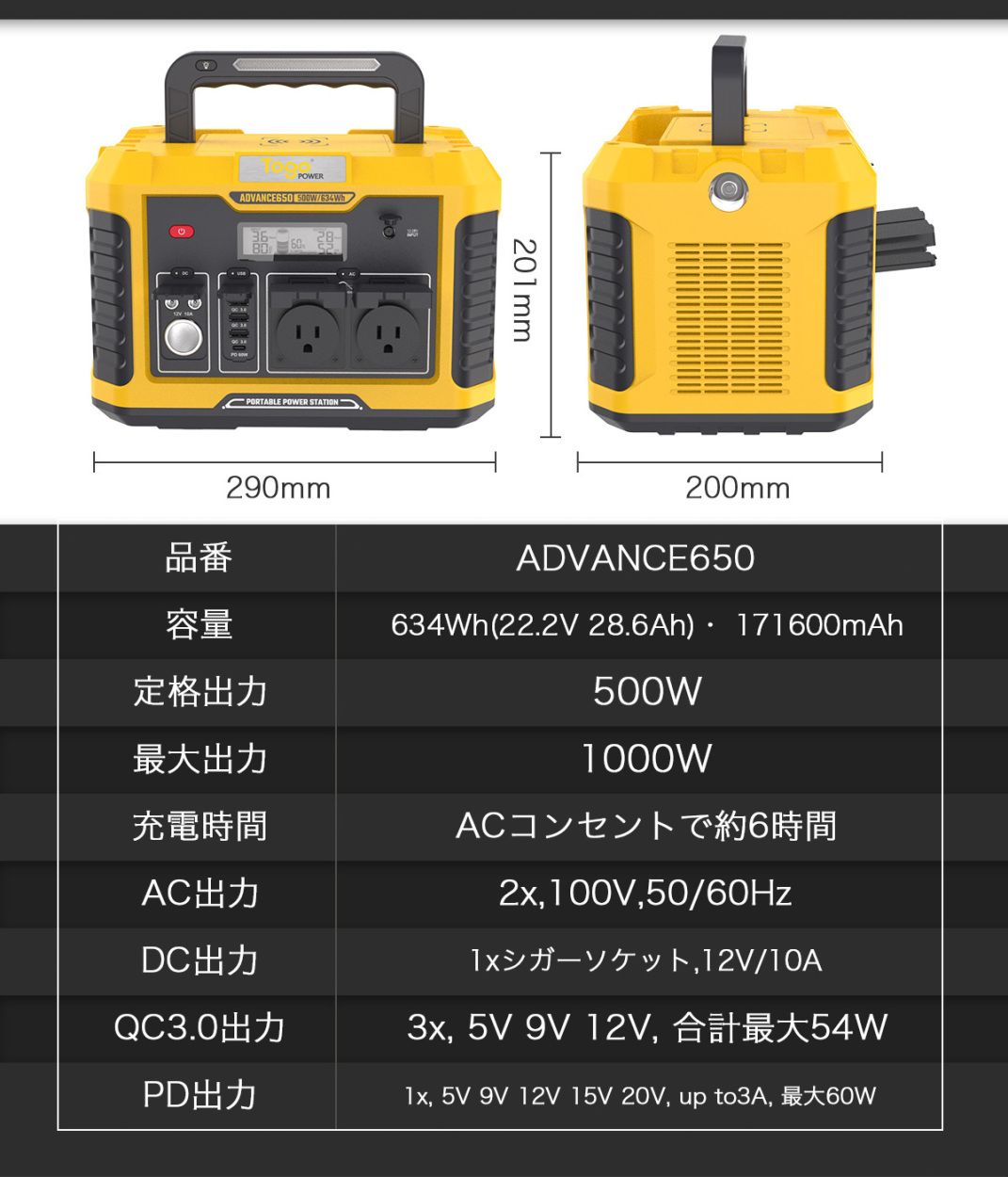 ２点セット ポータブル電源 大容量 500W 634Wh 純正弦波 ソーラーパネル 100W 1枚 車中泊 キャンプ 非常用電源 防災グッズ 停電対策  発電機 防災推奨 : togopowerset-100-650 : JETAKU生活館 - 通販 - Yahoo!ショッピング