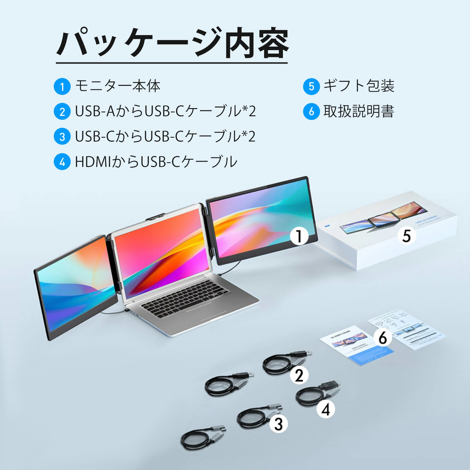 Amazon.co.jp: RAKUTOP モバイルモニター 14インチ トリプル