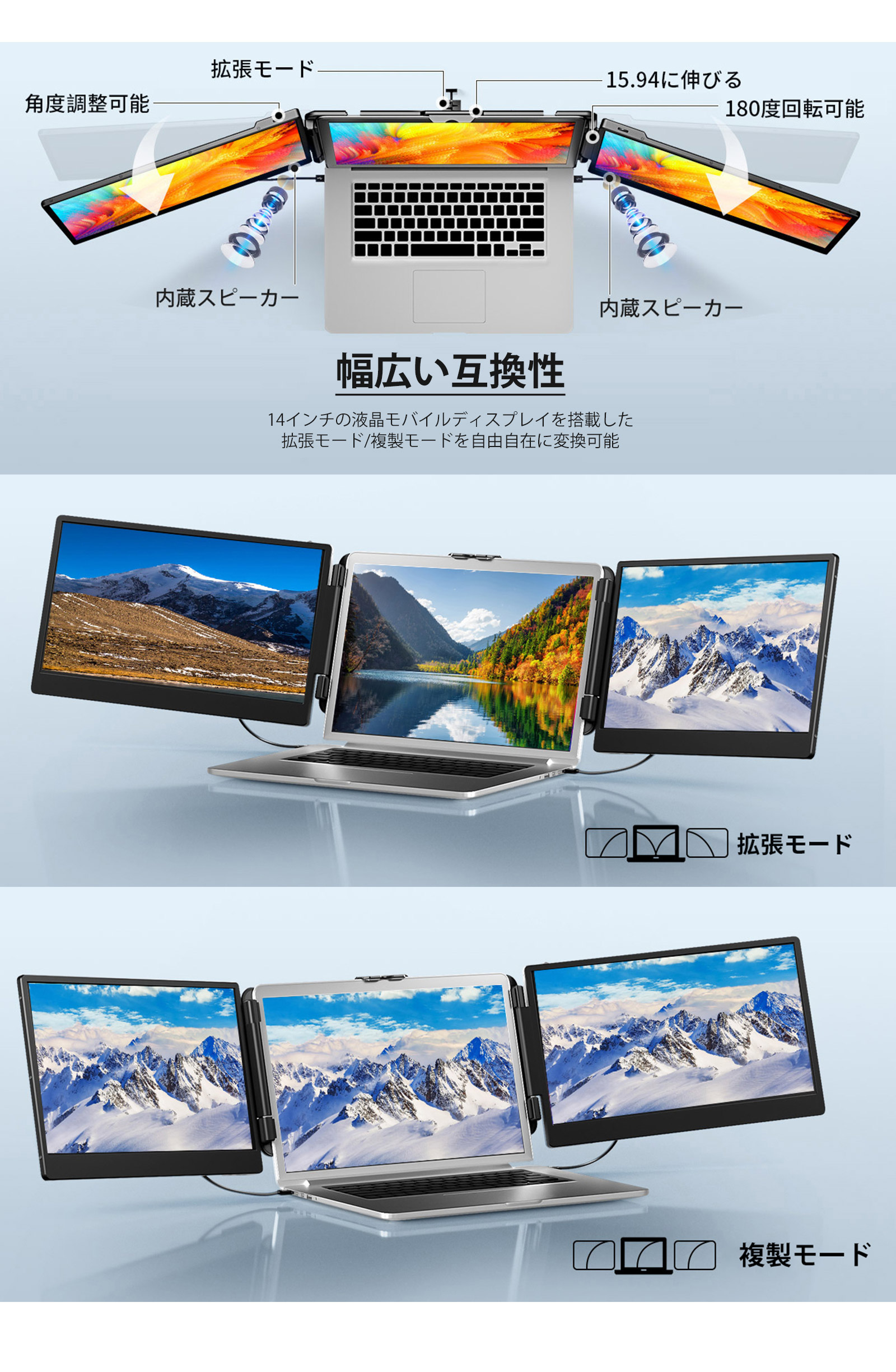 JETAKU トリプルモニター モバイルモニター14インチ