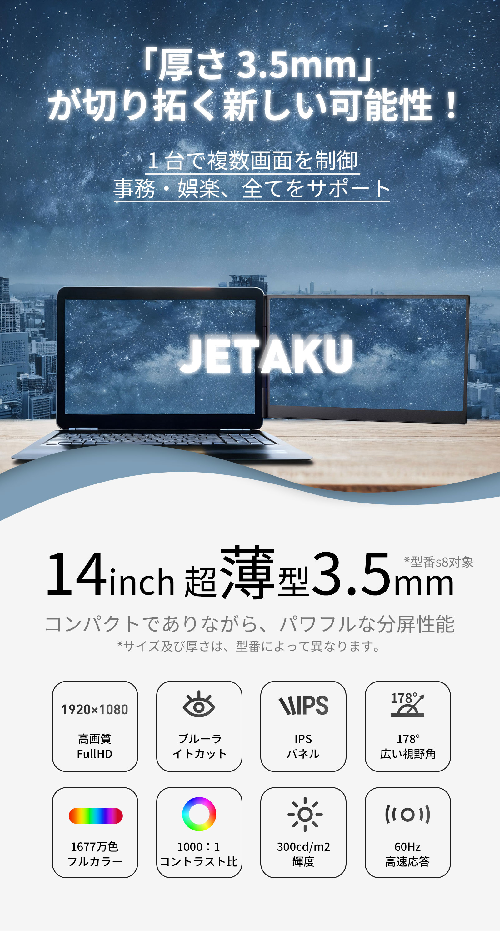 ☆37%OFF☆爆買☆デュアルモニター モバイルモニター14インチ軽量650g