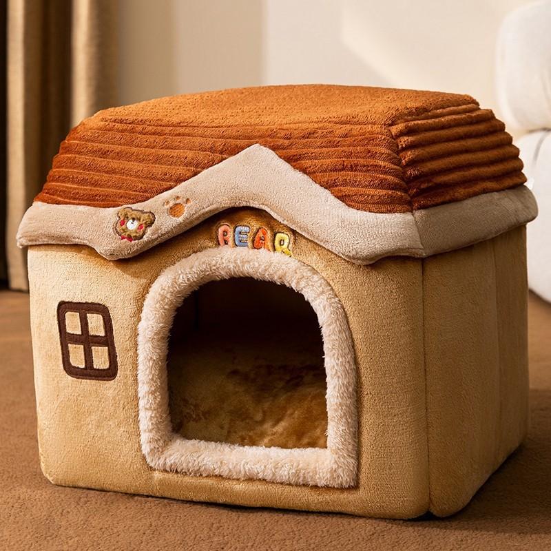 ペットハウス 犬 猫 ペットベッド 冬 ネコ 三角屋根 洗える 折畳み式 クッション 柔らかい 可愛い ふわふわ 暖かい ぐっすり眠れる ドーム型｜jewel-fasion｜05