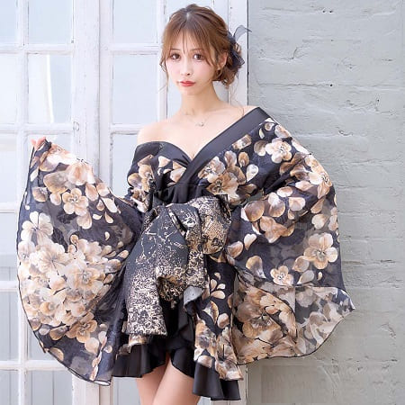 浴衣 ドレス 大人 着物 和風 花魁 コスプレ 花柄 衣装 浴衣ドレス