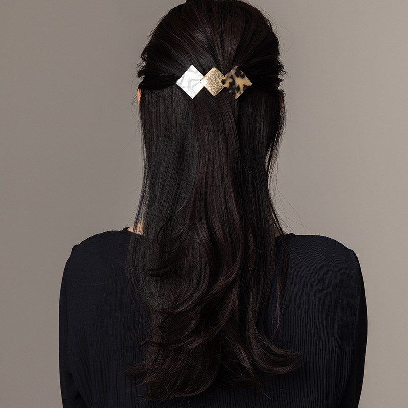 Jewel VOX バレッタ ヘアアクセ アセチ ダスト加工 スクエア