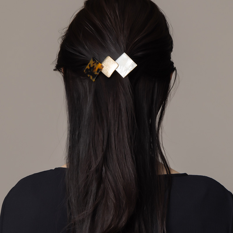 ヘアアクセサリー alisa Jewel VOX バレッタ ヘアアクセ アセチ ダスト加工 スクエア