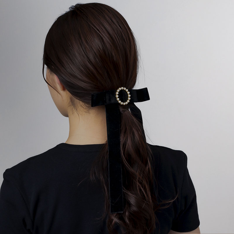 Jewel VOX バレッタ 髪留め リボン パール ヘアアクセサリー 30代 40代