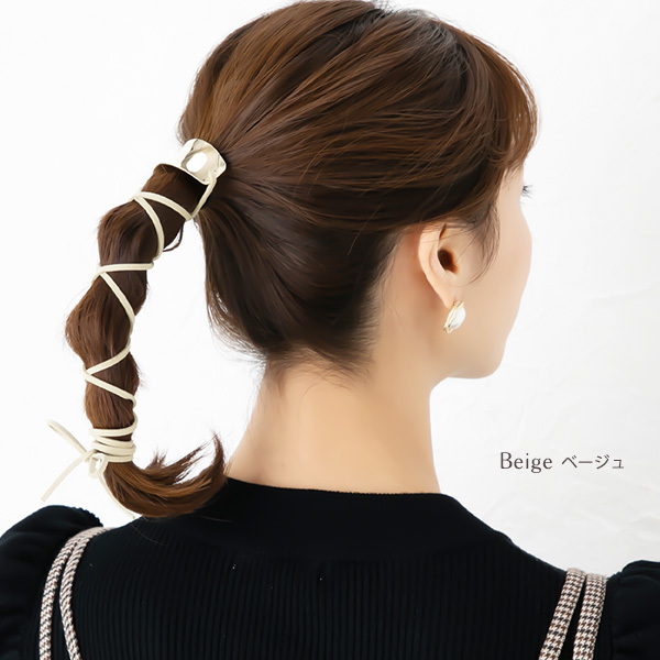 Jewel VOX ポニーフック ヘアアクセサリー スエード 紐 ゴールド