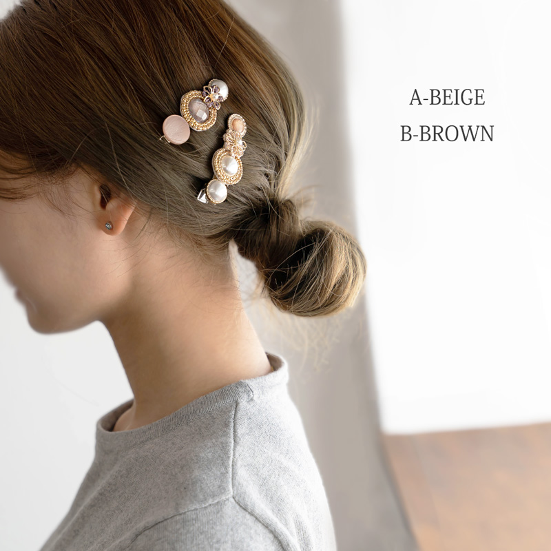Jewel VOX ヘアクリップ ヘアアクセ フラワー パール ゴールド