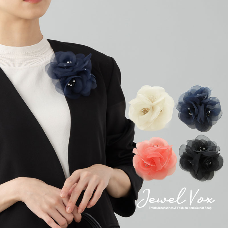 Jewel VOX コサージュ ブローチ ストーン フラワー メール便不可 卒業