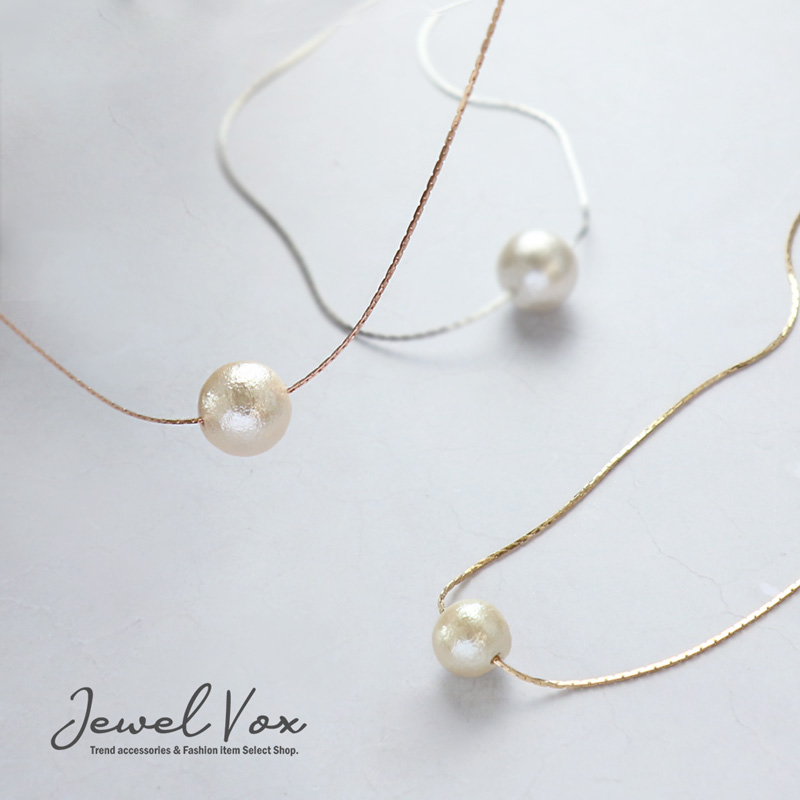 Jewel VOX ネックレス レディース コットンパール 一粒 ニッケル