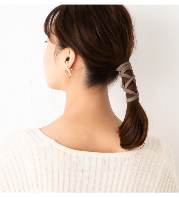 ワイヤーポニー ヘアゴム ヘアアクセサリー30代 40代 50代 レディース スウェード スエード 紐 くすみカラー リボン 大人  :f-mkk-10343:Jewel Vox ジュエルボックス 通販 