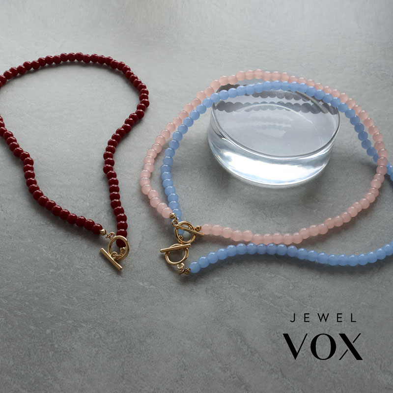 ジャパンヴィンテージ和泉ガラス シンプルネックレス 赤 銀古美 Jewel VOX ネックレス レディース 金属アレルギー対応 ショート