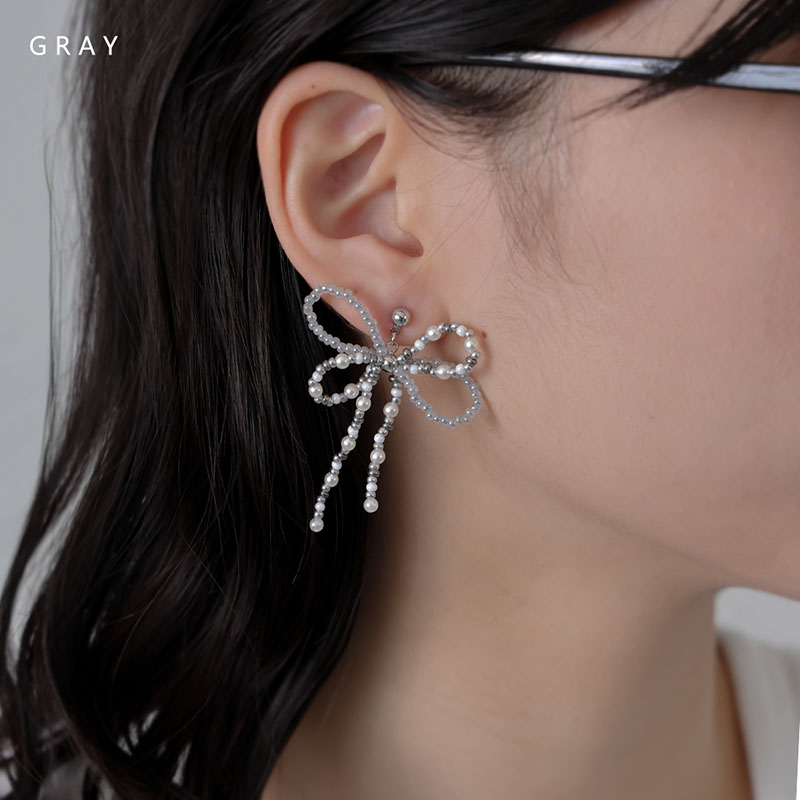 Jewel VOX ピアス 金属アレルギー レディース リボン ビーズ カラフル