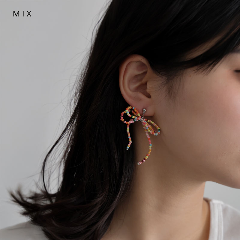 Jewel VOX ピアス 金属アレルギー レディース リボン ビーズ カラフル