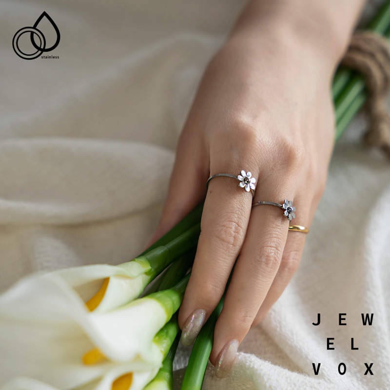 9Kリング　レディース指輪　11号 Jewel VOX 指輪 リング レディース サージカルステンレス 花 フラワー