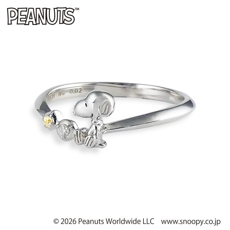 PEANUTS K10 スヌーピーリング イエローサファイア ホワイトゴールド