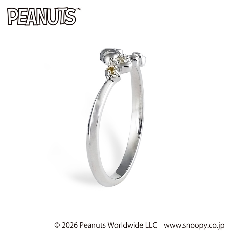 PEANUTS K10 スヌーピーリング イエローサファイア ホワイトゴールド