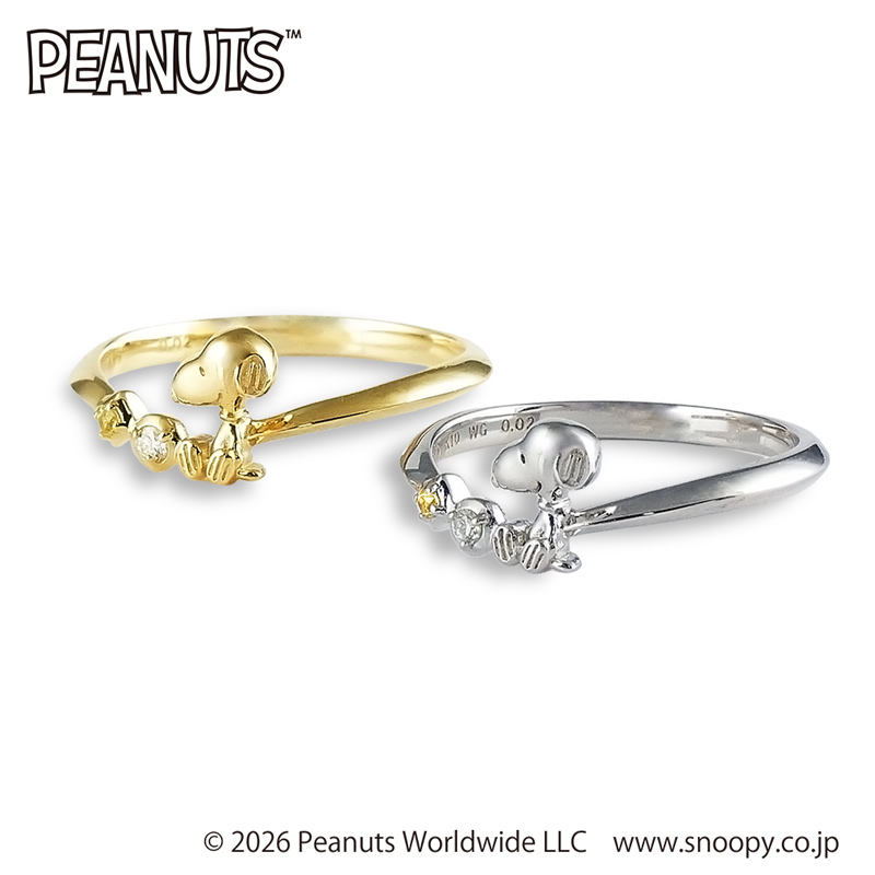PEANUTS K10 スヌーピーリング イエローサファイア ホワイトゴールド