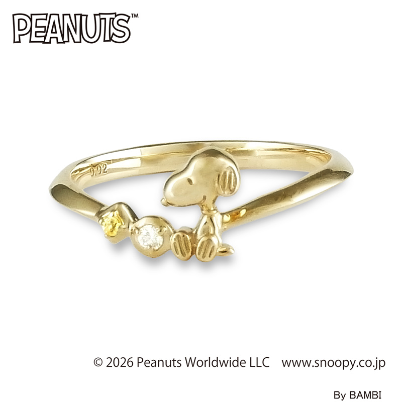 PEANUTS K10 スヌーピーリング イエローサファイア イエローゴールド 