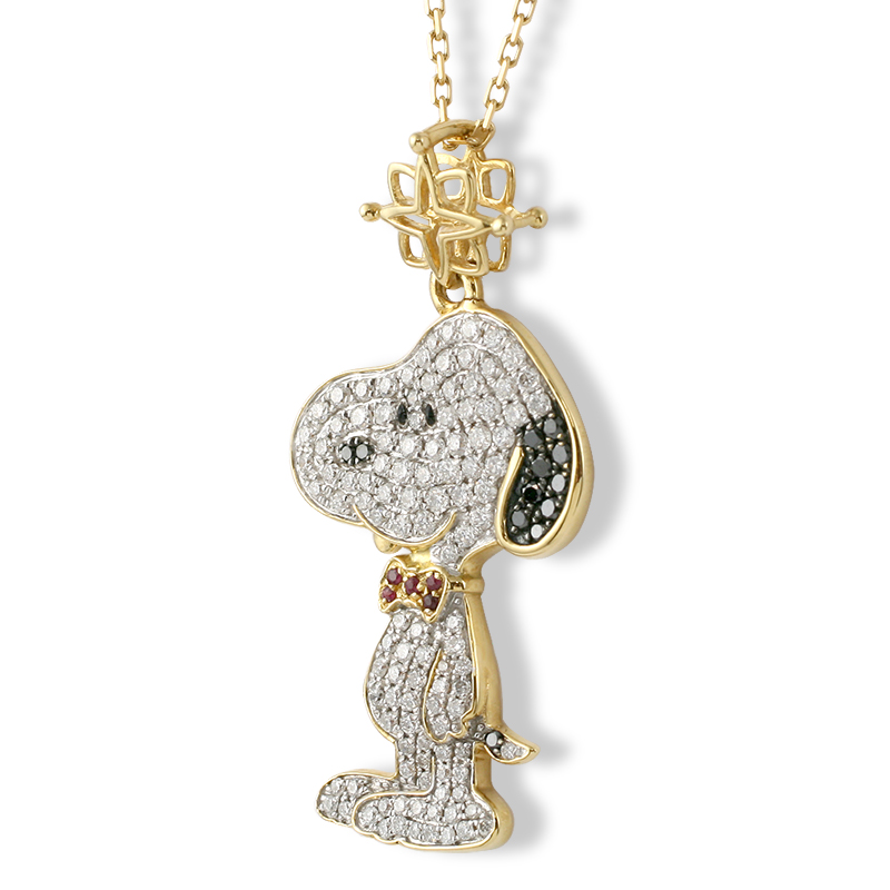 18金 スヌーピー ネックレス Swanky Snoopy Diamond Pendant/おしゃれ